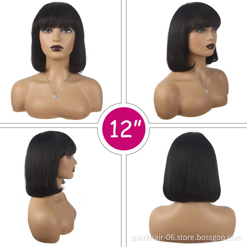 The cheapest Machine Made Bob Wigs human hair non lace bob wigs for black women Remy Silky Straight Human Hair Wig